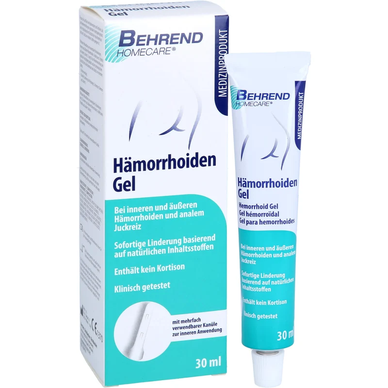 Behrend Hämorrhoiden Gel bei inneren & äußeren Hämorrhoiden, Analjucken, Analfissuren & Proktitis, 30 ml Gel