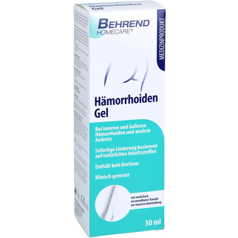 Behrend Hämorrhoiden Gel bei inneren & äußeren Hämorrhoiden, Analjucken, Analfissuren & Proktitis, 30 ml Gel