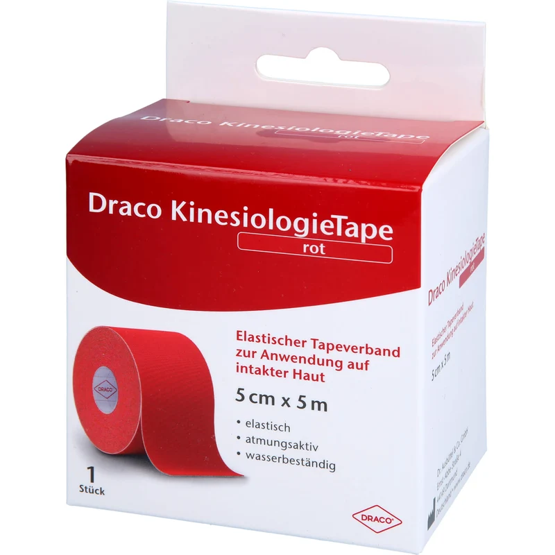 Draco KinesiologieTape rot 5 cm x 5 m elastischer Tapeverband, 1 St. Verband