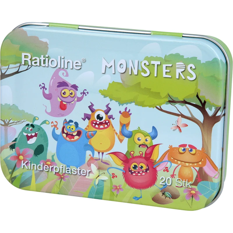 Ratioline Kinderpflaster Monsters in Blechbox, 20 St. Pflaster