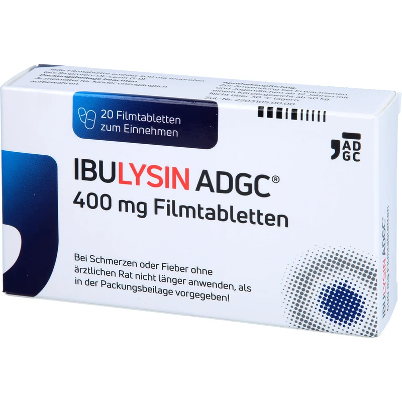 ADGC IbuLysin 400 mg Filmtabletten bei Schmerzen oder Fieber, 20 St. Tabletten