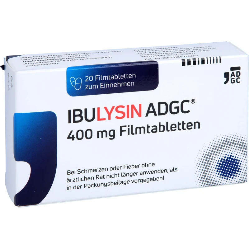 ADGC IbuLysin 400 mg Filmtabletten bei Schmerzen oder Fieber, 20 St. Tabletten