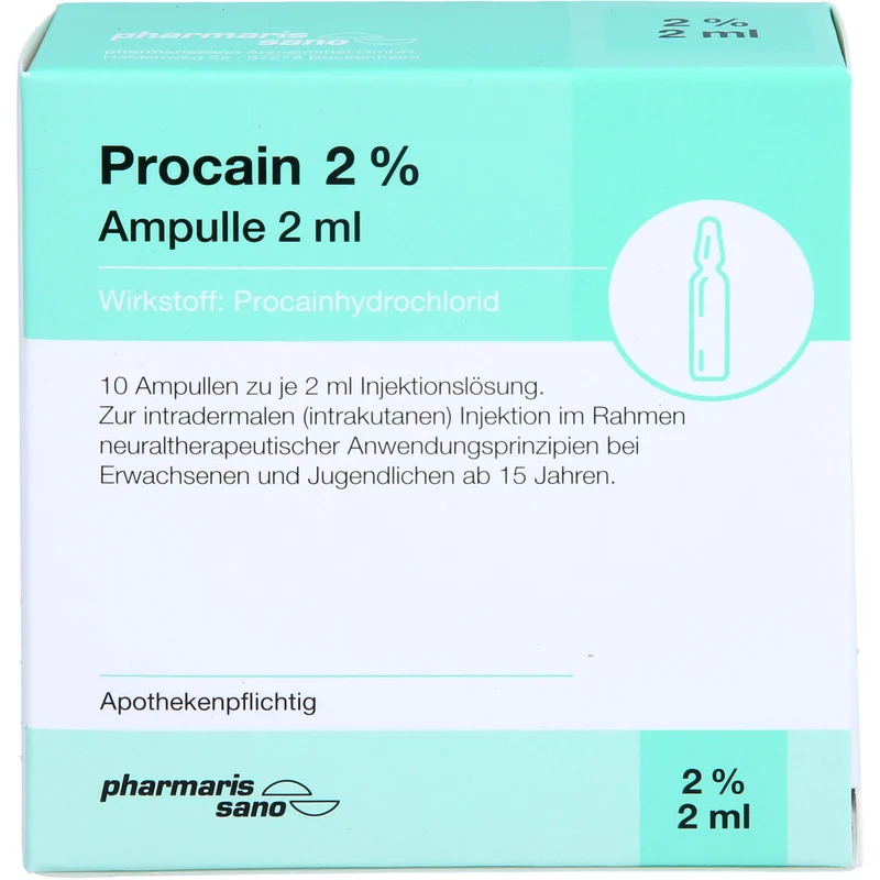 Procain pharmarissano 2 % Injektionslösung, 10 St. Ampullen