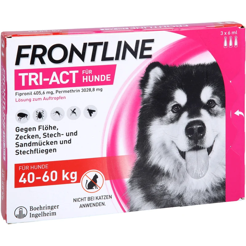 FRONTLINE TRI-ACT Lösung gegen Zecken, Flöhe und fliegende Insekten beim Hund (40-60kg), 3 St. Einzeldosisbehältnisse