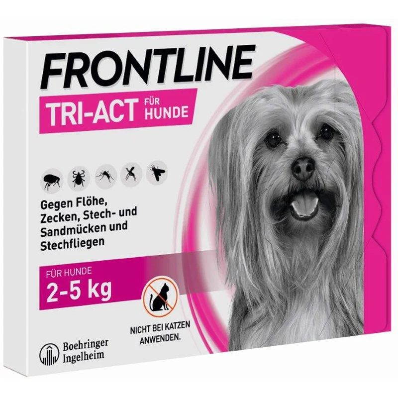 FRONTLINE Tri-Act Lösung gegen Zecken, Flöhe und fliegende Insekten beim Hund (2-5 kg), 3 St. Einzeldosisbehältnisse