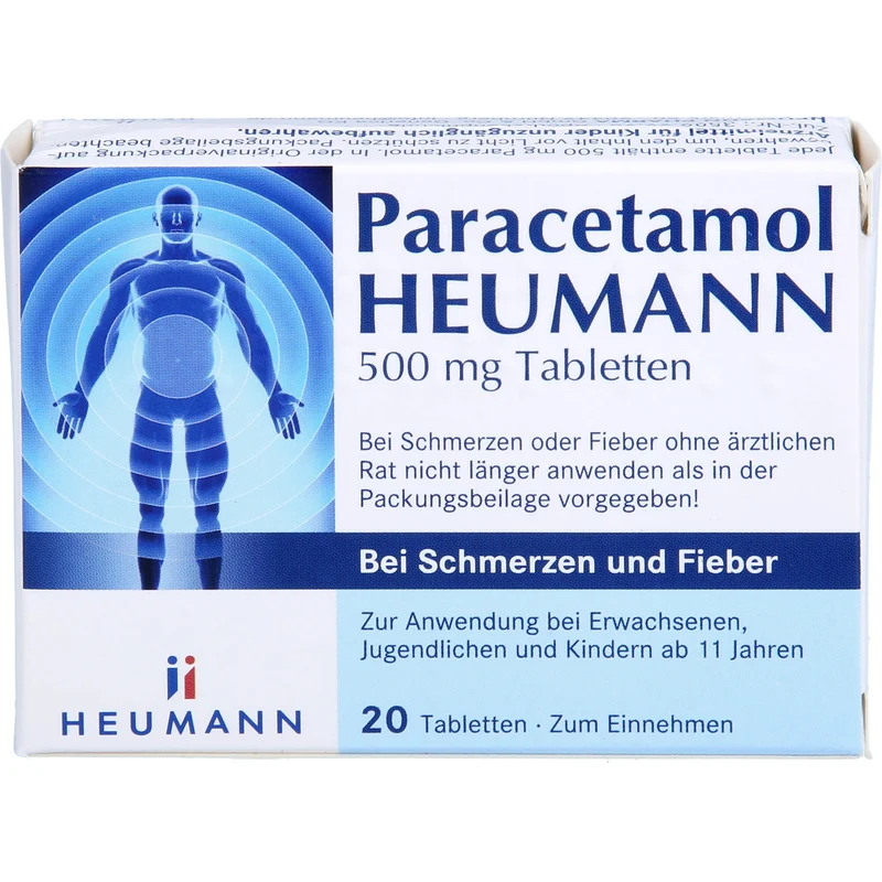 Heumann Paracetamol 500 mg Tabletten bei Schmerzen und Fieber, 20 St. Tabletten