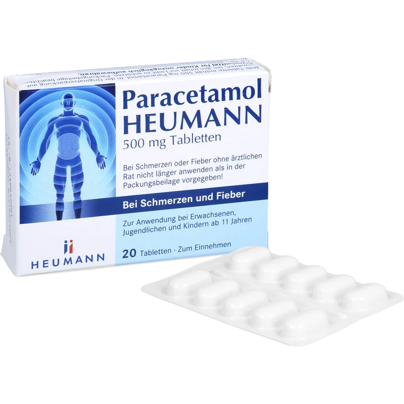 Heumann Paracetamol 500 mg Tabletten bei Schmerzen und Fieber, 20 St. Tabletten