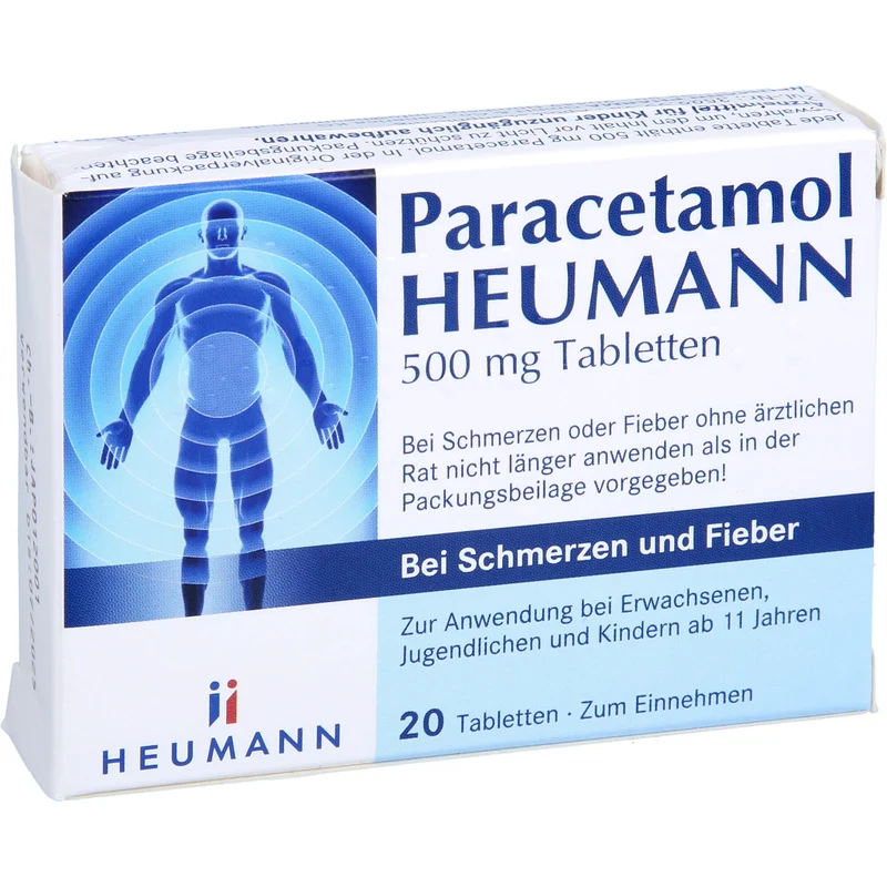 Heumann Paracetamol 500 mg Tabletten bei Schmerzen und Fieber, 20 St. Tabletten