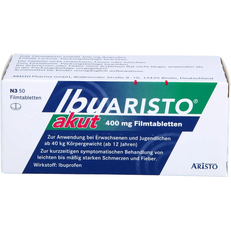 IbuARISTO akut 400 mg Filmtabletten bei Schmerzen und Fieber, 50 St. Tabletten