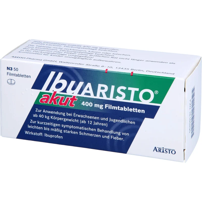 IbuARISTO akut 400 mg Filmtabletten bei Schmerzen und Fieber, 50 St. Tabletten