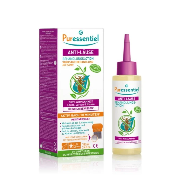 Puressentiel Anti-Läuse Komplette Behandlung mit pflanzlichen und ätherischen Ölen, 100 ml Lotion