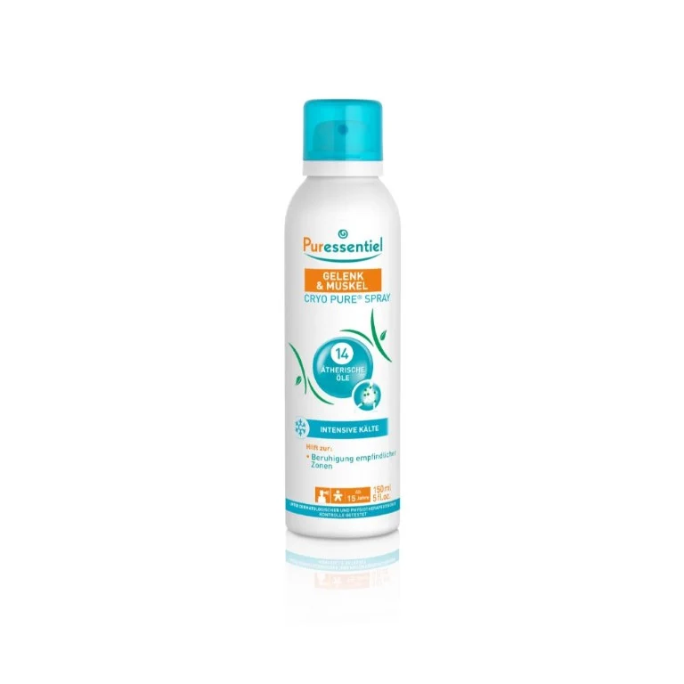 Puressentiel Gelenk & Muskel Cryo Pure Spray mit 14 ätherischen Ölen – schnelle Linderung bei Muskelverspannungen und Gelenkschmerzen, 150 ml Spray