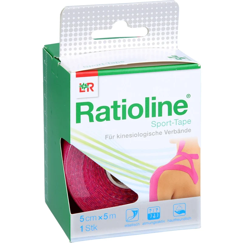 Ratioline Sport-Tape 5 cm x 5 m pink für kinesiologische Verbände, 1 St. Verband