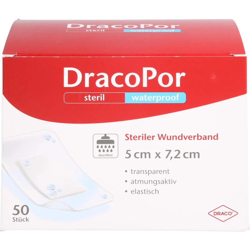 DRACOPOR waterproof Wundverband 5x7,2 cm steril, 50 St PFL